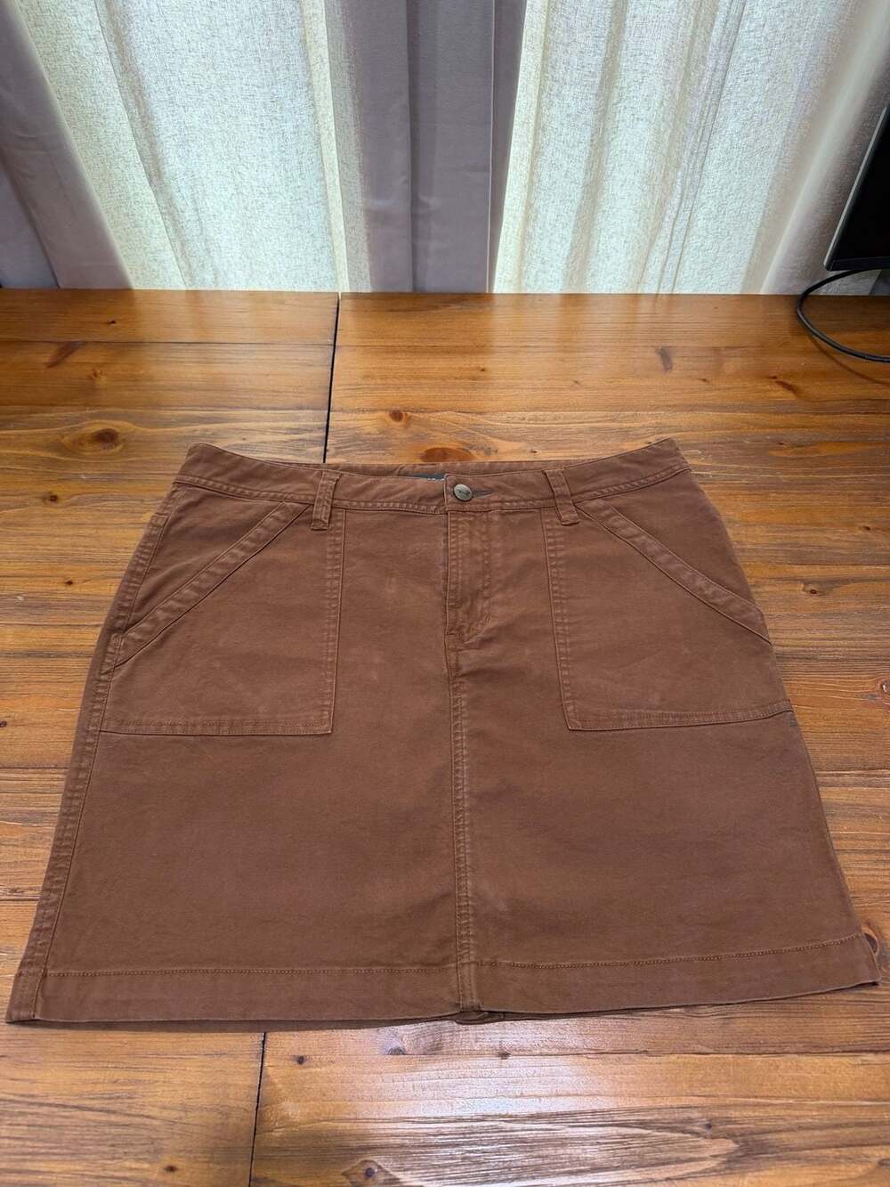 Toad&Co Women's Brown Cotton Twill Utility Mini Skirt Size 10
